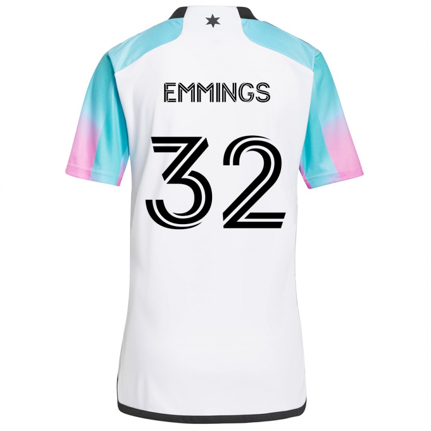 Enfant Maillot Fred Emmings #32 Blanc Bleu Noir Tenues Extérieur 2024/25 T-Shirt Belgique