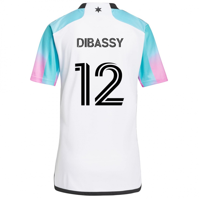 Enfant Maillot Bakaye Dibassy #12 Blanc Bleu Noir Tenues Extérieur 2024/25 T-Shirt Belgique