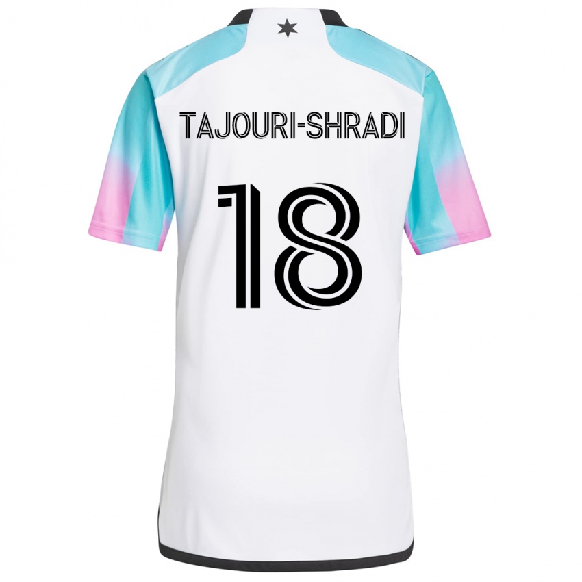 Kinderen Ismael Tajouri-Shradi #18 Wit Blauw Zwart Uitshirt Uittenue 2024/25 T-Shirt België