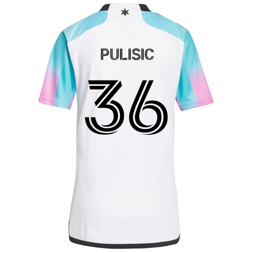 Enfant Maillot Will Pulisic #36 Blanc Bleu Noir Tenues Extérieur 2024/25 T-Shirt Belgique