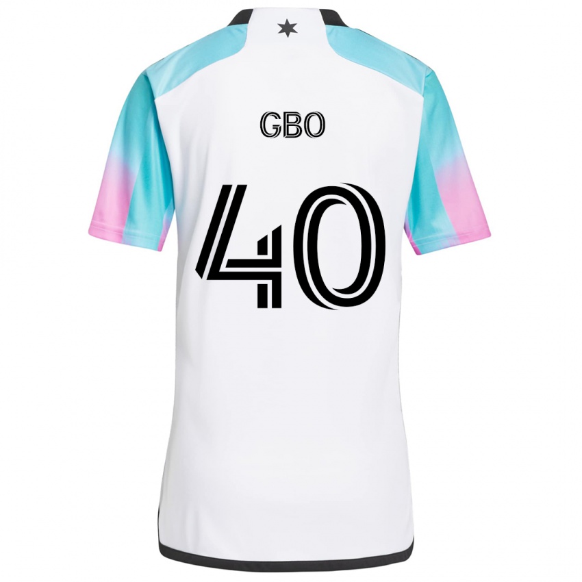 Enfant Maillot Cedrik Gbo #40 Blanc Bleu Noir Tenues Extérieur 2024/25 T-Shirt Belgique