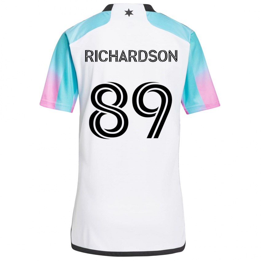 Kinderen Nick Richardson #89 Wit Blauw Zwart Uitshirt Uittenue 2024/25 T-Shirt België