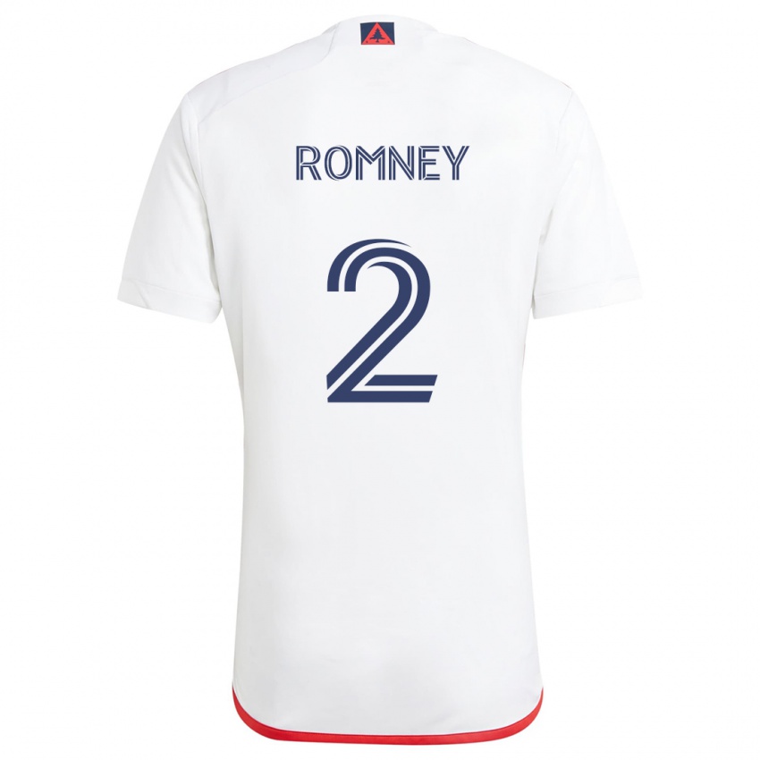 Kinderen Dave Romney #2 Wit Rood Uitshirt Uittenue 2024/25 T-Shirt België