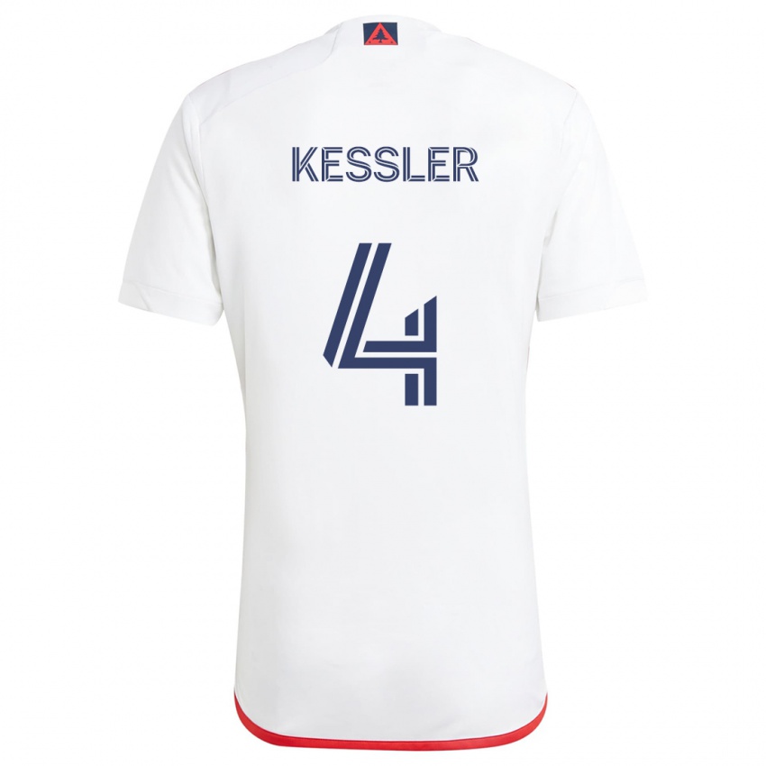 Kinderen Henry Kessler #4 Wit Rood Uitshirt Uittenue 2024/25 T-Shirt België