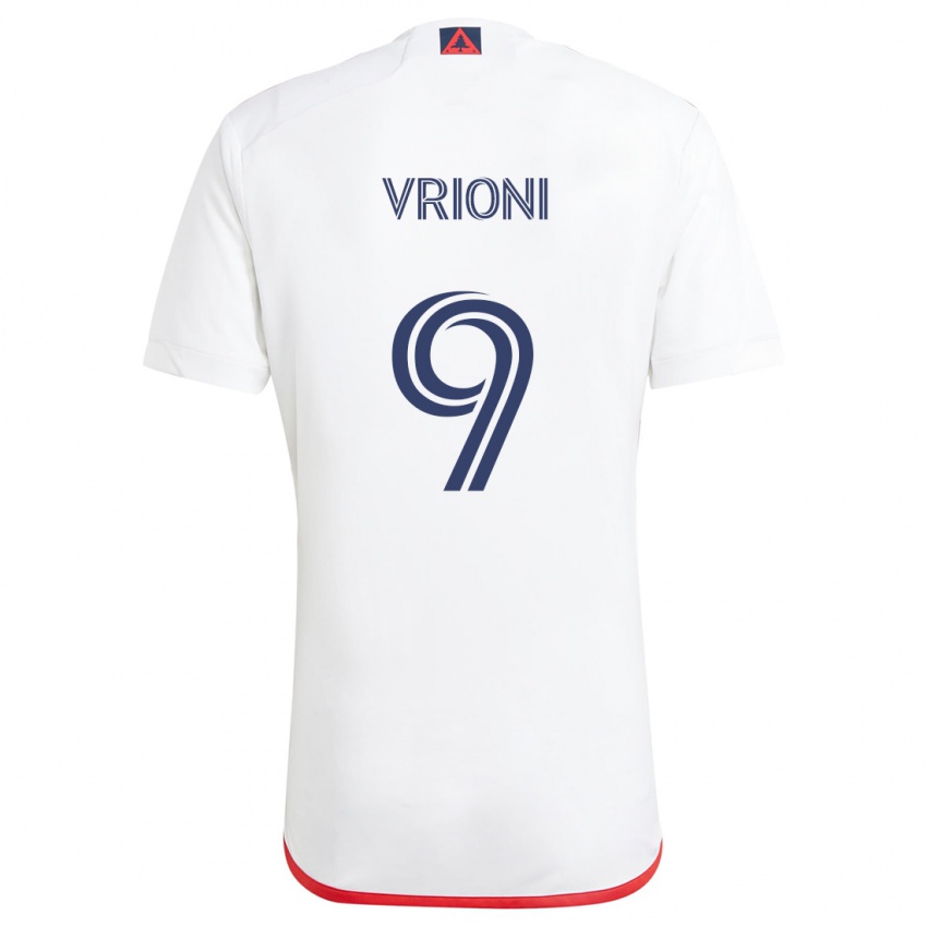 Kinderen Giacomo Vrioni #9 Wit Rood Uitshirt Uittenue 2024/25 T-Shirt België