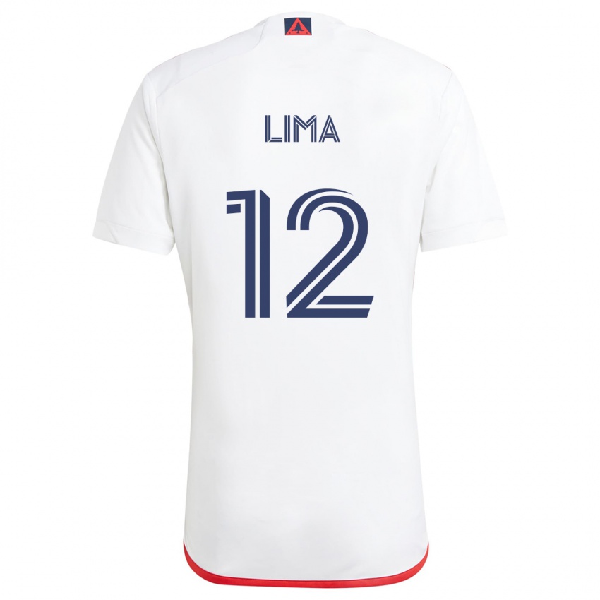 Kinderen Nick Lima #12 Wit Rood Uitshirt Uittenue 2024/25 T-Shirt België