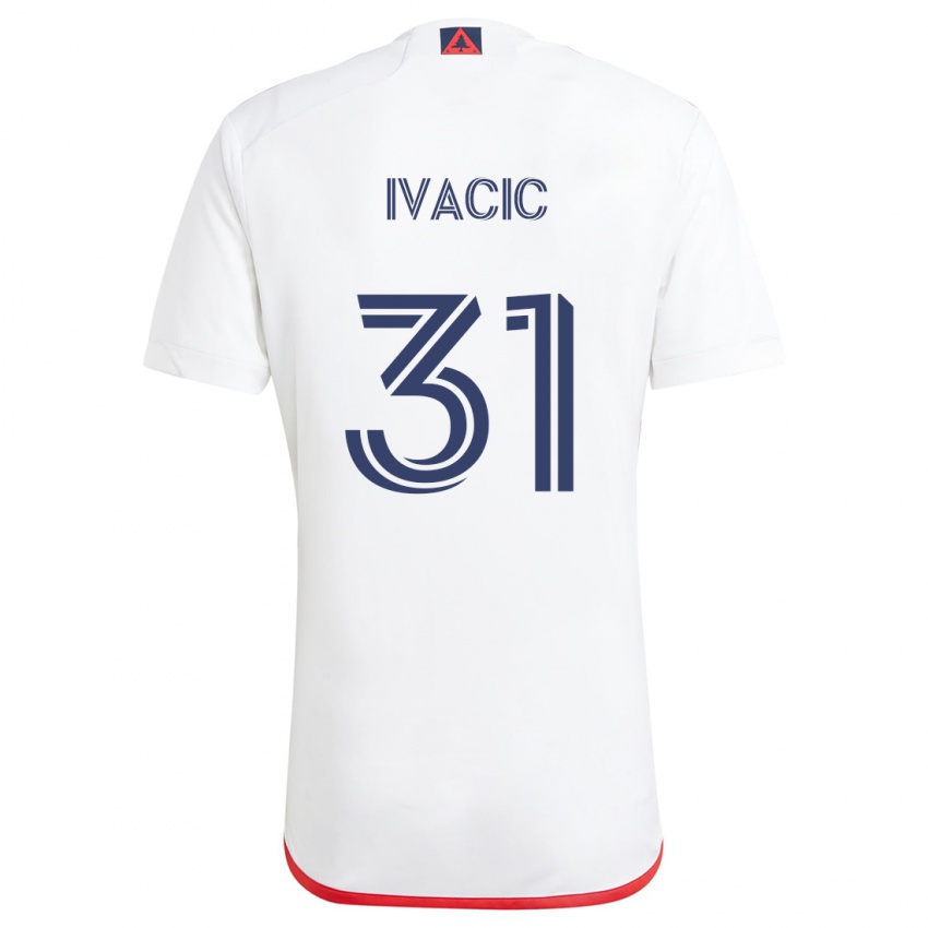 Kinderen Aljaz Ivacic #31 Wit Rood Uitshirt Uittenue 2024/25 T-Shirt België