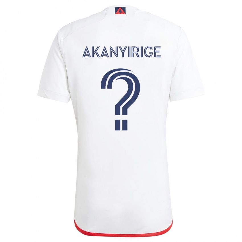 Kinderen Jacob Akanyirige #0 Wit Rood Uitshirt Uittenue 2024/25 T-Shirt België