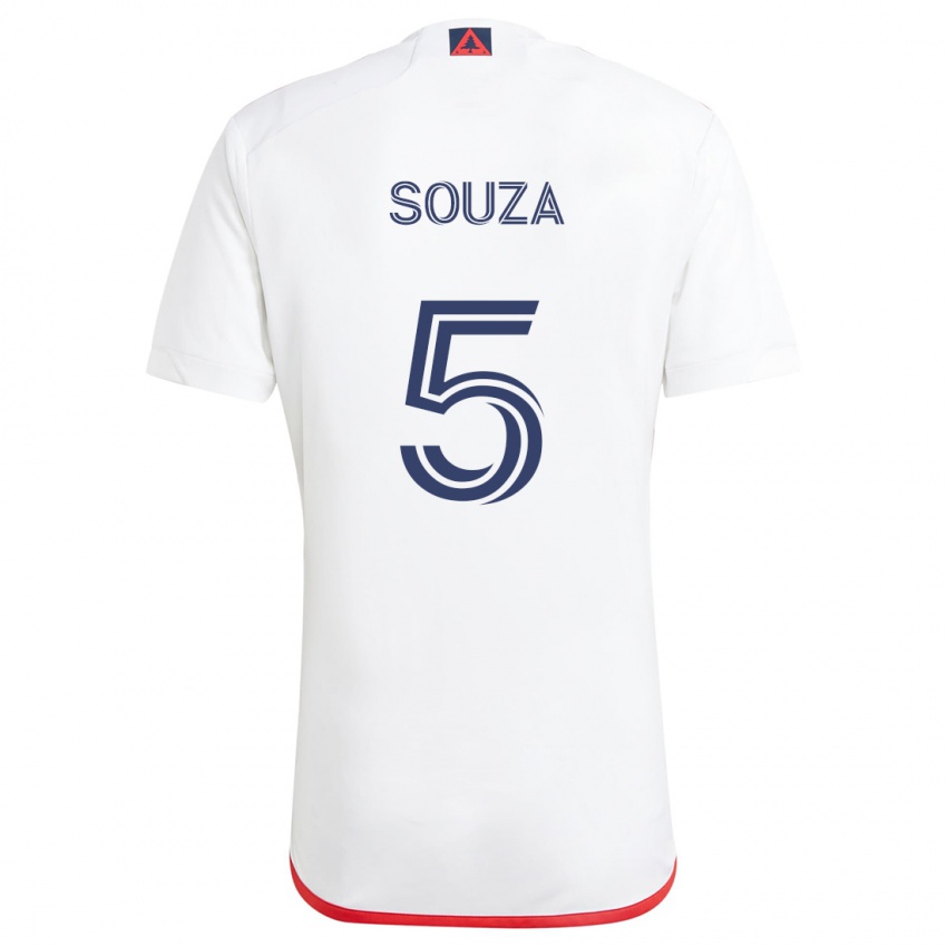 Kinderen Victor Souza #5 Wit Rood Uitshirt Uittenue 2024/25 T-Shirt België