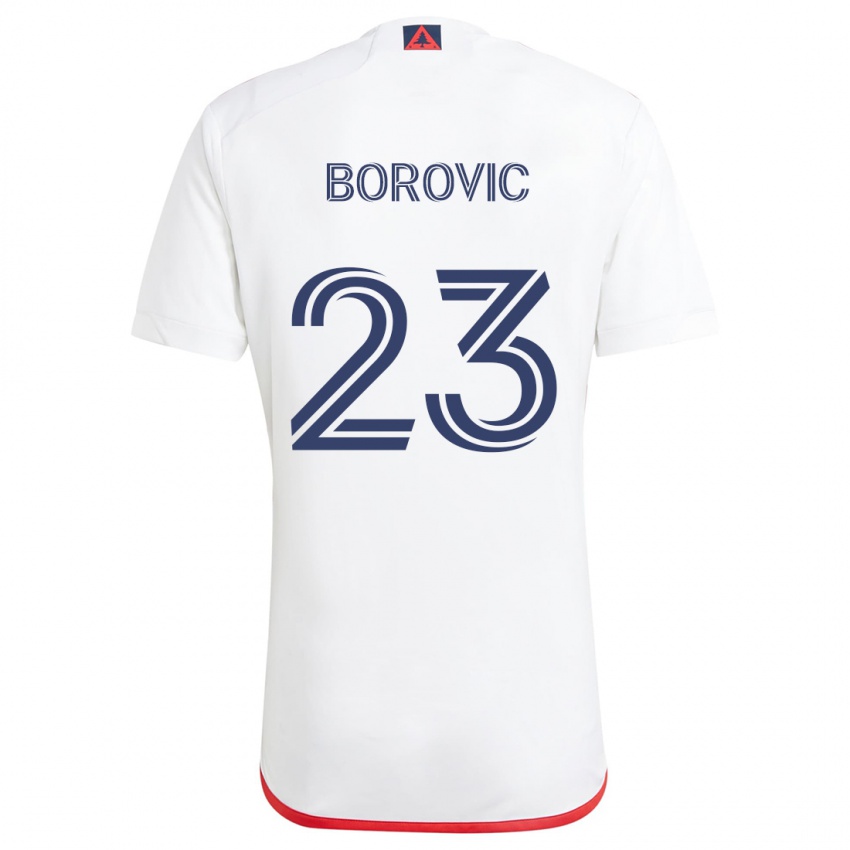 Kinderen Luka Borovic #23 Wit Rood Uitshirt Uittenue 2024/25 T-Shirt België