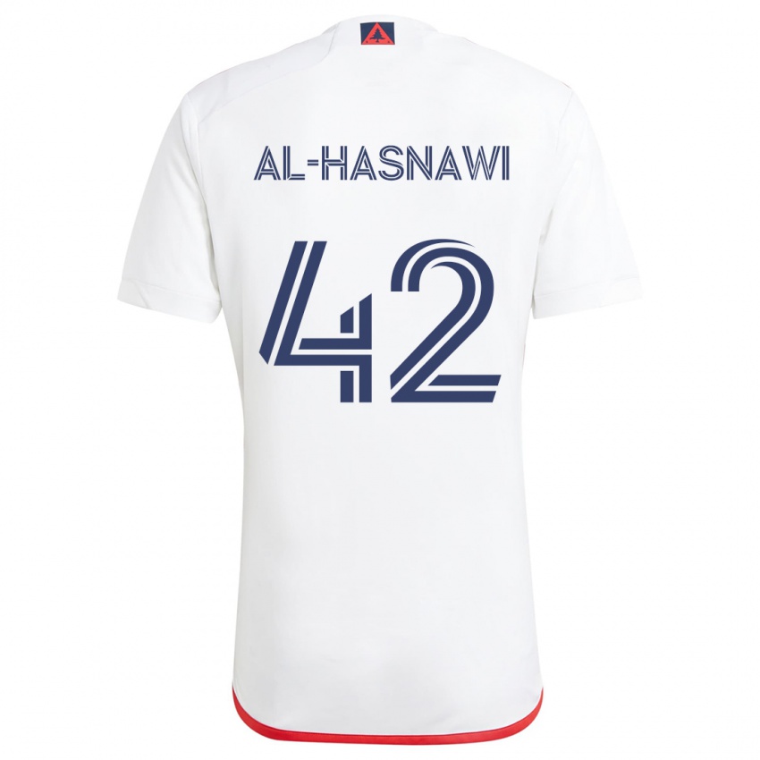 Kinderen Moshtaba Al-Hasnawi #42 Wit Rood Uitshirt Uittenue 2024/25 T-Shirt België