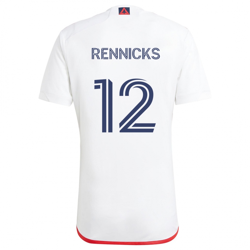 Kinderen Justin Rennicks #12 Wit Rood Uitshirt Uittenue 2024/25 T-Shirt België