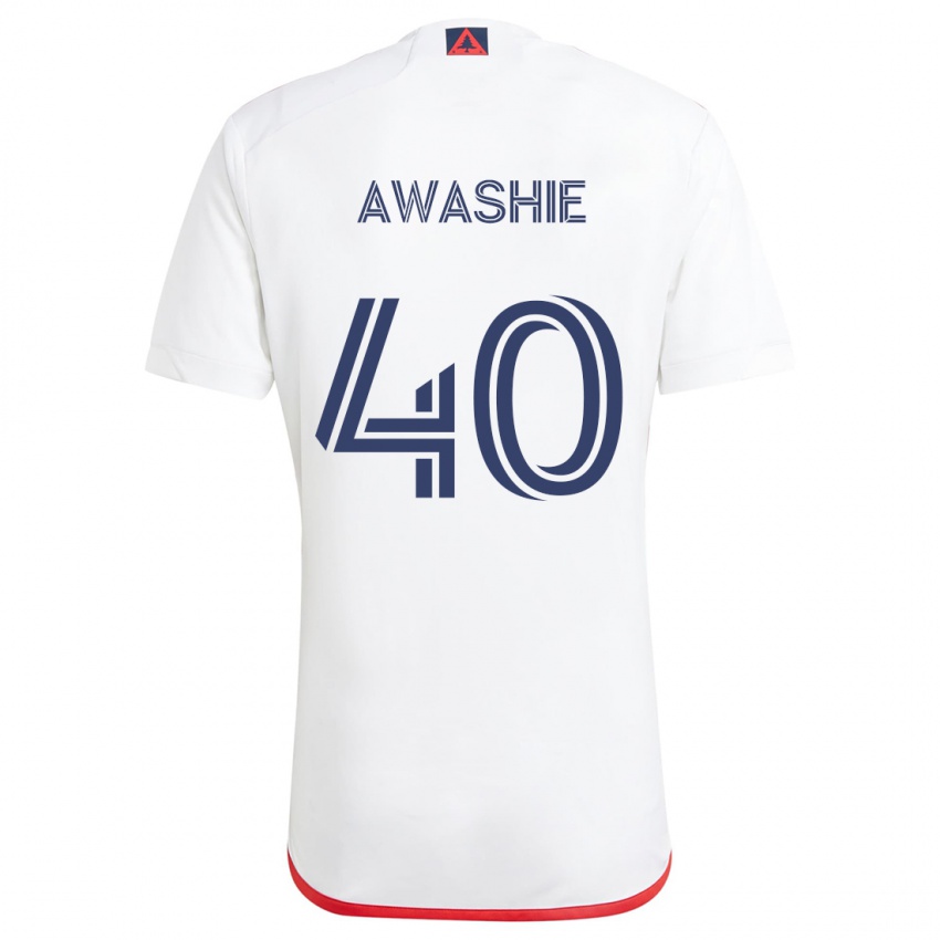 Kinderen Ben Awashie #40 Wit Rood Uitshirt Uittenue 2024/25 T-Shirt België