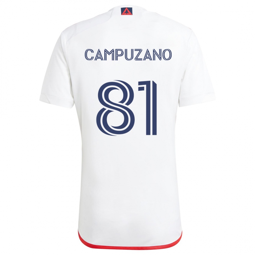 Kinderen Nico Campuzano #81 Wit Rood Uitshirt Uittenue 2024/25 T-Shirt België