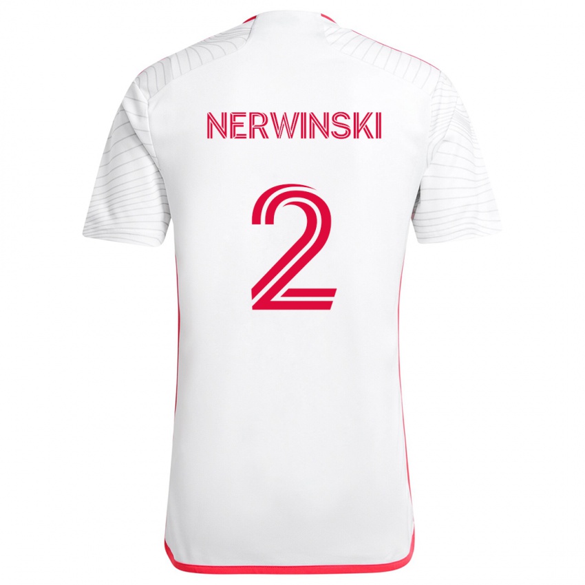 Kinderen Jake Nerwinski #2 Wit Rood Uitshirt Uittenue 2024/25 T-Shirt België