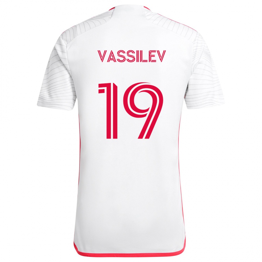 Kinderen Indiana Vassilev #19 Wit Rood Uitshirt Uittenue 2024/25 T-Shirt België