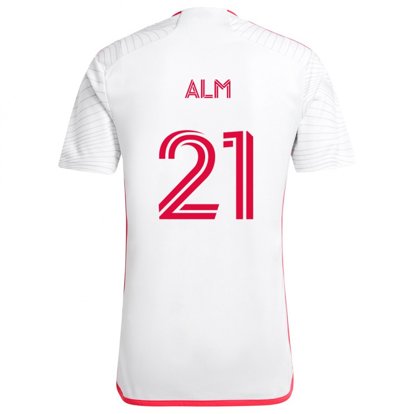 Kinderen Rasmus Alm #21 Wit Rood Uitshirt Uittenue 2024/25 T-Shirt België