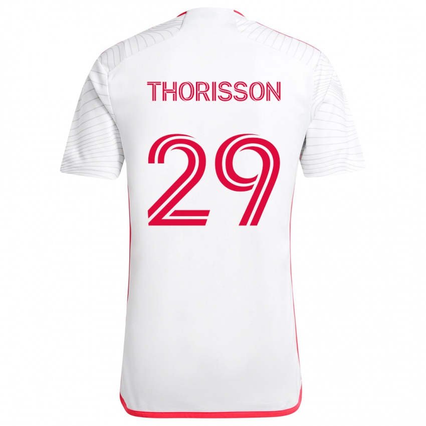 Kinderen Nökkvi Thórisson #29 Wit Rood Uitshirt Uittenue 2024/25 T-Shirt België