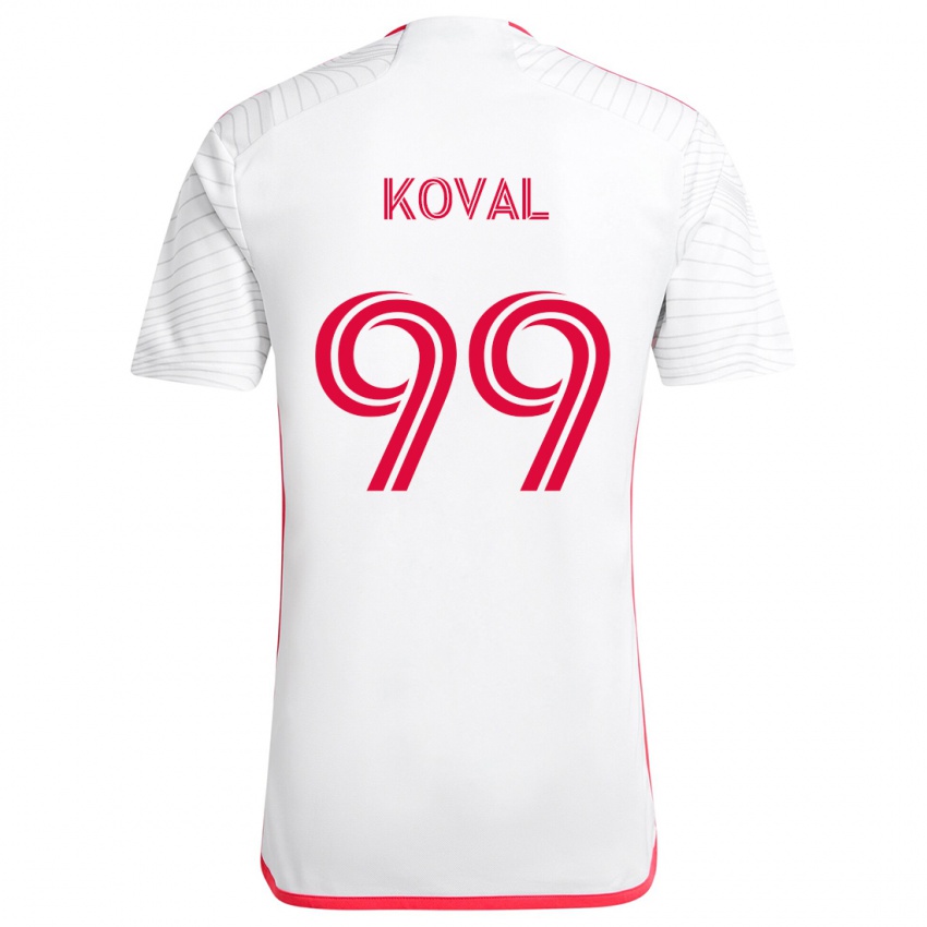 Kinderen Stanislav Koval #99 Wit Rood Uitshirt Uittenue 2024/25 T-Shirt België