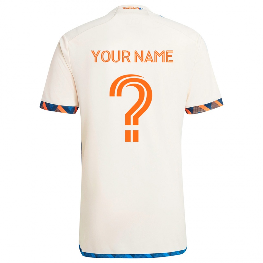 Kinderen Uw Naam #0 Wit Oranje Uitshirt Uittenue 2024/25 T-Shirt België