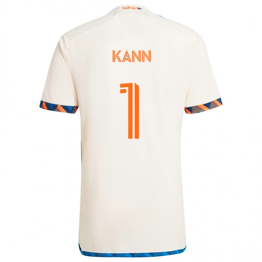 Enfant Maillot Alec Kann #1 Blanc Orange Tenues Extérieur 2024/25 T-Shirt Belgique