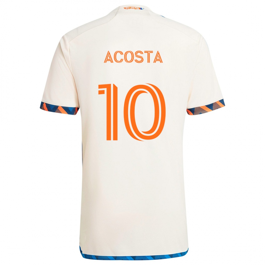 Kinderen Luciano Acosta #10 Wit Oranje Uitshirt Uittenue 2024/25 T-Shirt België