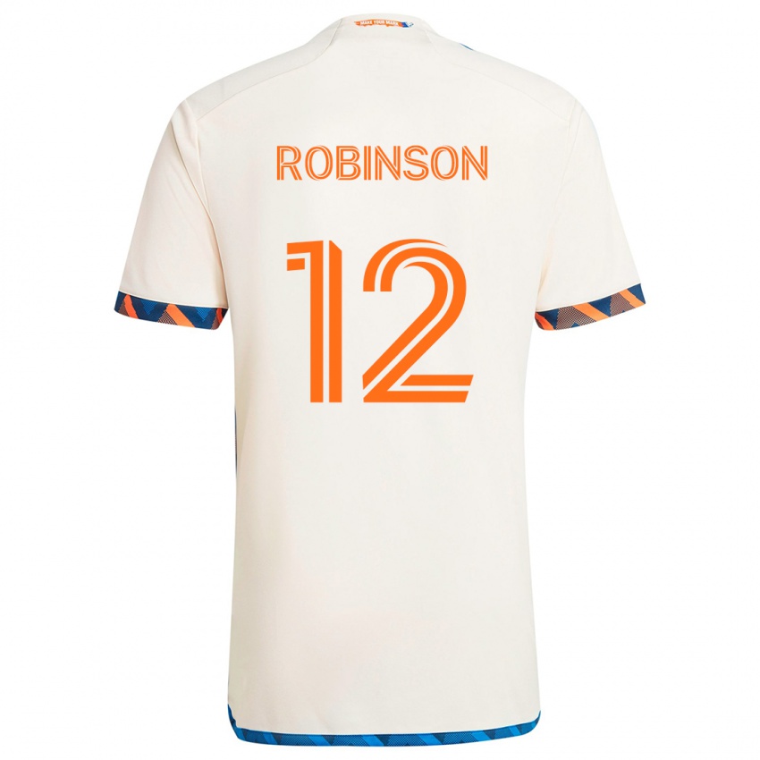 Enfant Maillot Miles Robinson #12 Blanc Orange Tenues Extérieur 2024/25 T-Shirt Belgique