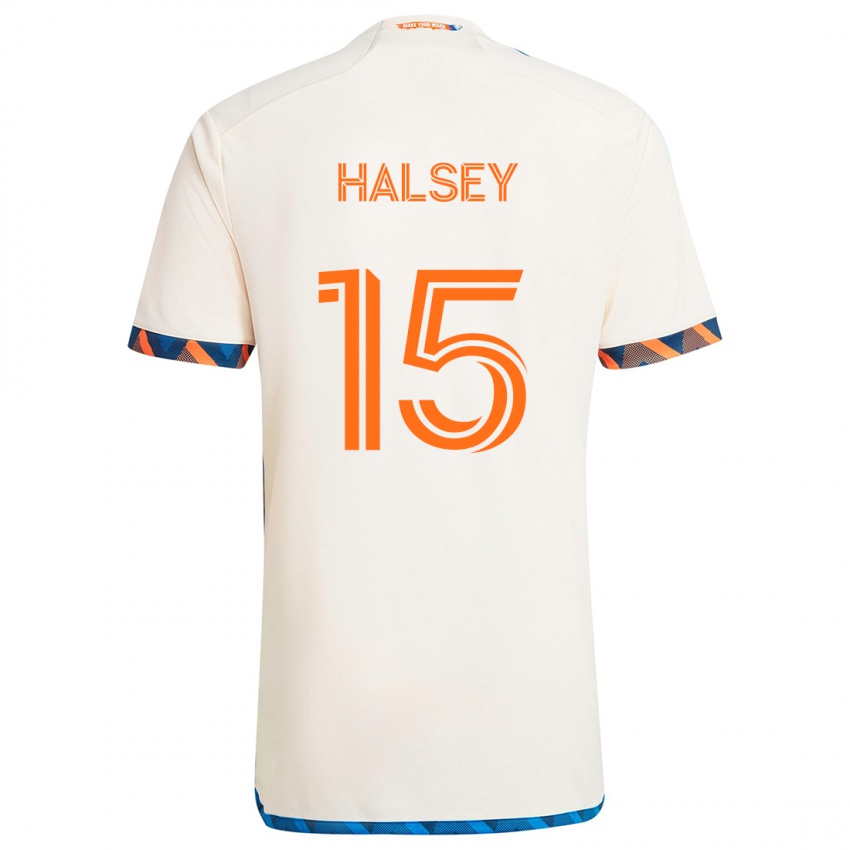 Kinderen Bret Halsey #15 Wit Oranje Uitshirt Uittenue 2024/25 T-Shirt België