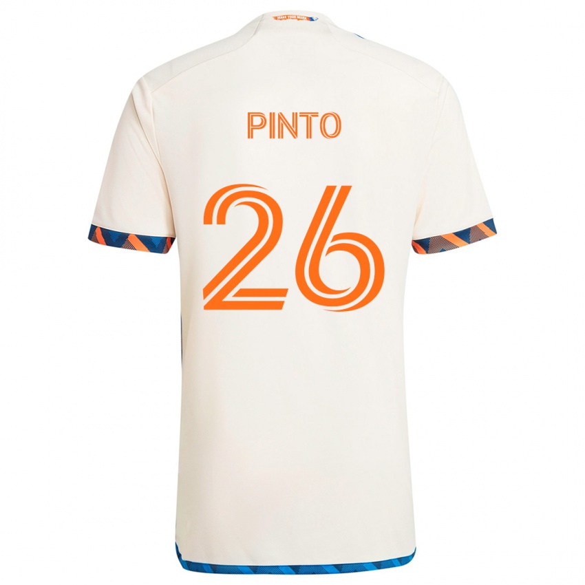 Enfant Maillot Malik Pinto #26 Blanc Orange Tenues Extérieur 2024/25 T-Shirt Belgique