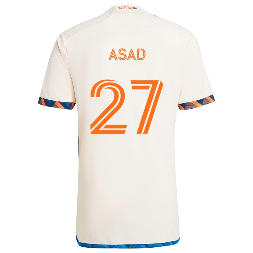 Enfant Maillot Yamil Asad #27 Blanc Orange Tenues Extérieur 2024/25 T-Shirt Belgique