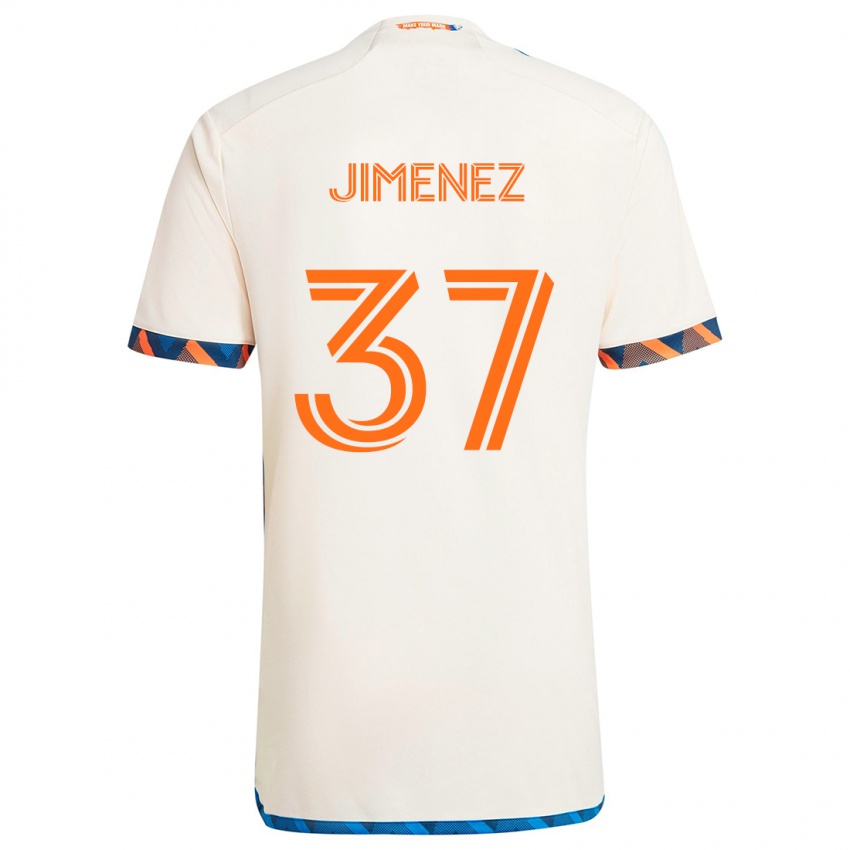 Kinderen Stiven Jimenez #37 Wit Oranje Uitshirt Uittenue 2024/25 T-Shirt België