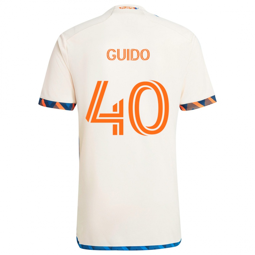 Enfant Maillot Alejandro Guido #40 Blanc Orange Tenues Extérieur 2024/25 T-Shirt Belgique