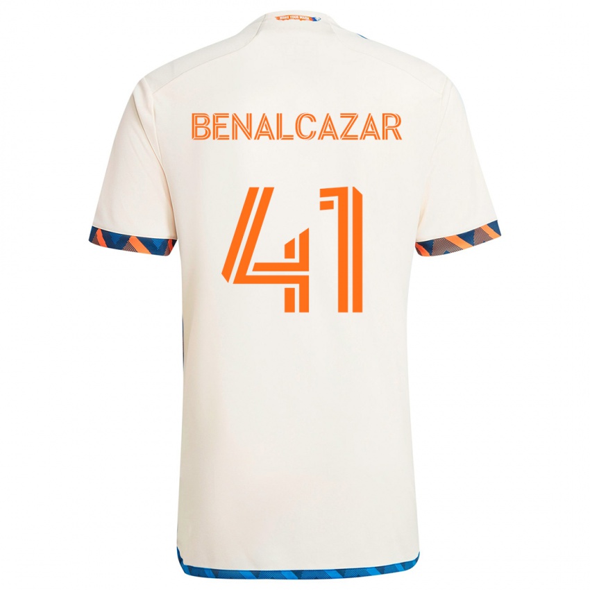 Enfant Maillot Nico Benalcázar #41 Blanc Orange Tenues Extérieur 2024/25 T-Shirt Belgique