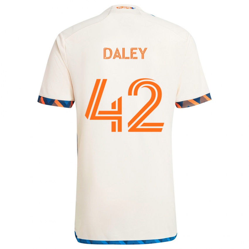 Enfant Maillot Amir Daley #42 Blanc Orange Tenues Extérieur 2024/25 T-Shirt Belgique