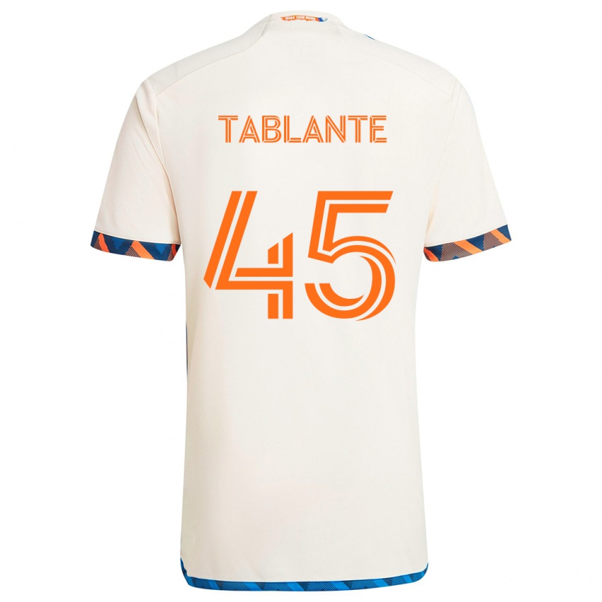 Enfant Maillot Moises Tablante #45 Blanc Orange Tenues Extérieur 2024/25 T-Shirt Belgique