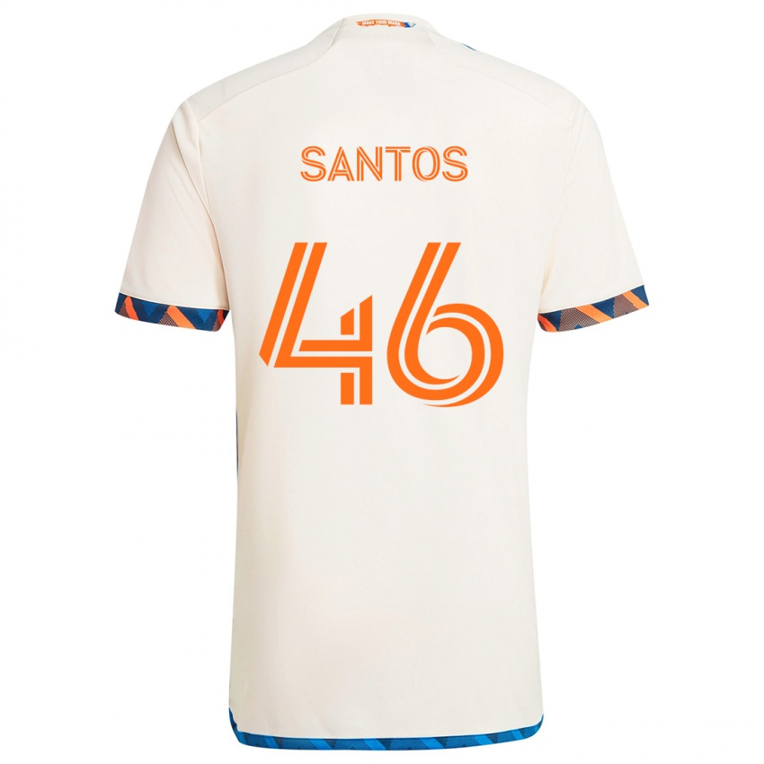 Enfant Maillot Guilherme Santos #46 Blanc Orange Tenues Extérieur 2024/25 T-Shirt Belgique