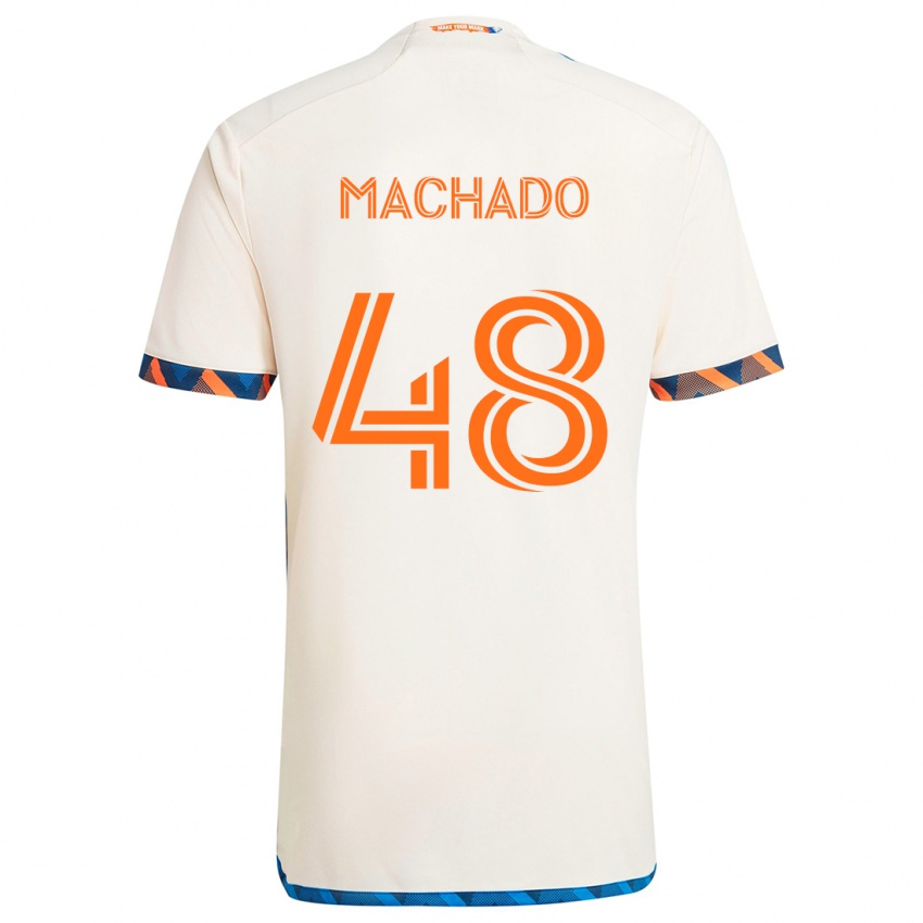 Kinderen Juan Machado #48 Wit Oranje Uitshirt Uittenue 2024/25 T-Shirt België