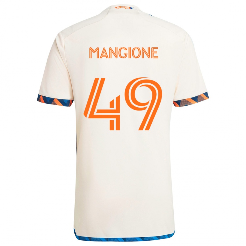 Enfant Maillot Peter Mangione #49 Blanc Orange Tenues Extérieur 2024/25 T-Shirt Belgique