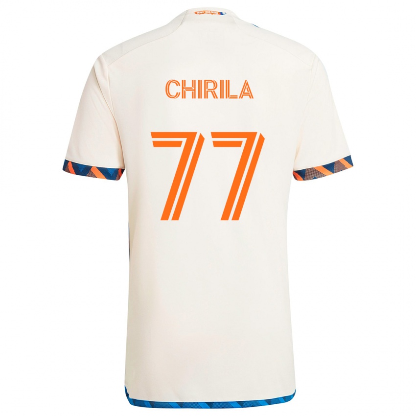 Enfant Maillot Stefan Chirila #77 Blanc Orange Tenues Extérieur 2024/25 T-Shirt Belgique