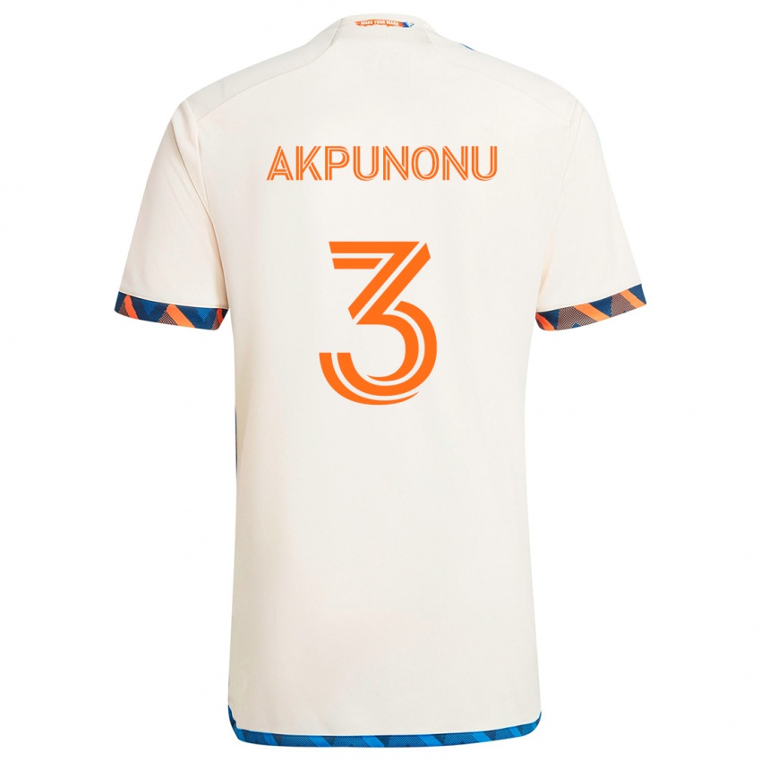 Enfant Maillot Joey Akpunonu #3 Blanc Orange Tenues Extérieur 2024/25 T-Shirt Belgique