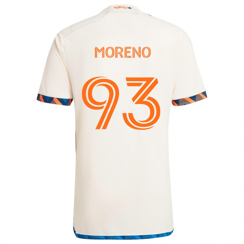 Kinderen Júnior Moreno #93 Wit Oranje Uitshirt Uittenue 2024/25 T-Shirt België