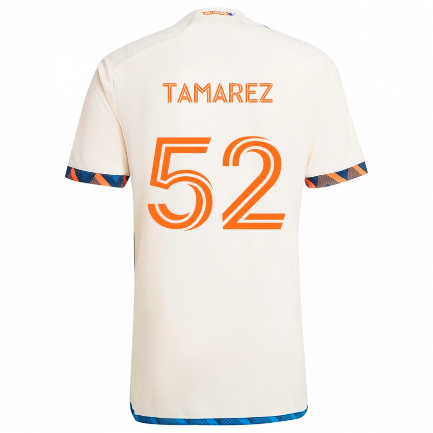 Enfant Maillot Lucas Tamarez #52 Blanc Orange Tenues Extérieur 2024/25 T-Shirt Belgique