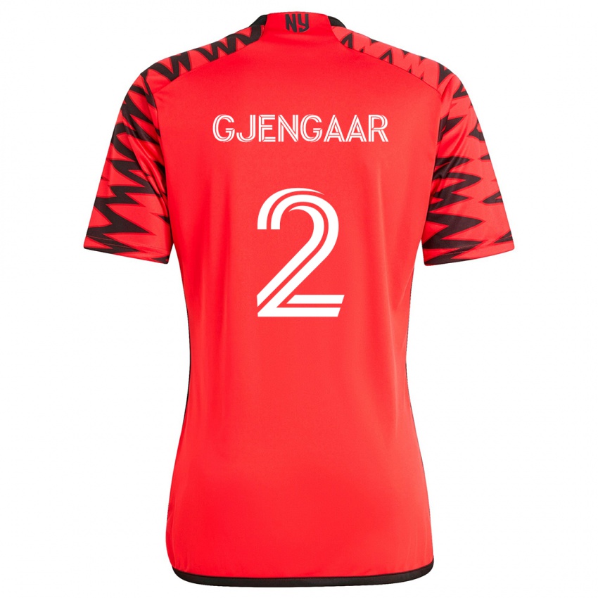 Kinderen Dennis Gjengaar #2 Rood Zwart Wit Uitshirt Uittenue 2024/25 T-Shirt België