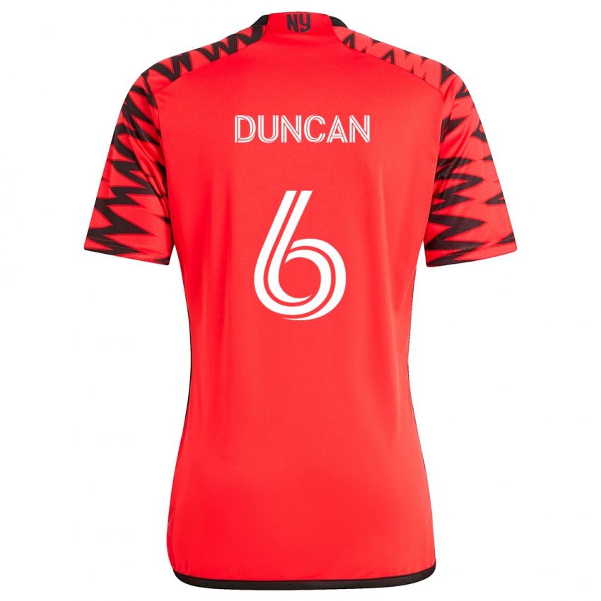 Kinderen Kyle Duncan #6 Rood Zwart Wit Uitshirt Uittenue 2024/25 T-Shirt België