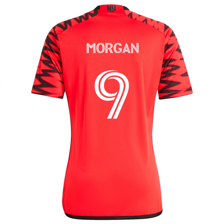 Kinderen Lewis Morgan #9 Rood Zwart Wit Uitshirt Uittenue 2024/25 T-Shirt België