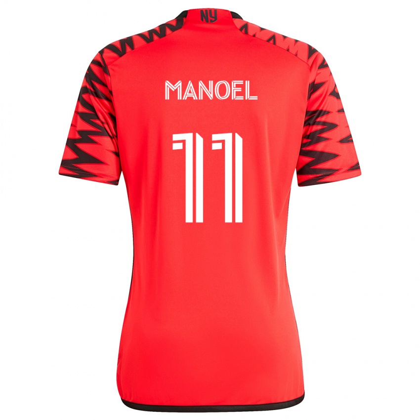 Kinderen Elias Manoel #11 Rood Zwart Wit Uitshirt Uittenue 2024/25 T-Shirt België