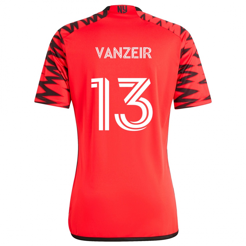 Kinderen Dante Vanzeir #13 Rood Zwart Wit Uitshirt Uittenue 2024/25 T-Shirt België