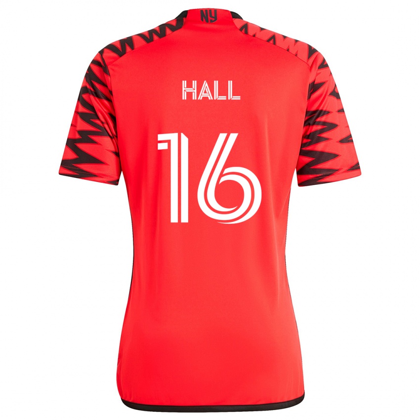 Kinderen Julian Hall #16 Rood Zwart Wit Uitshirt Uittenue 2024/25 T-Shirt België