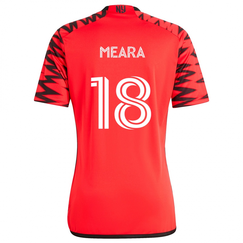 Kinderen Ryan Meara #18 Rood Zwart Wit Uitshirt Uittenue 2024/25 T-Shirt België