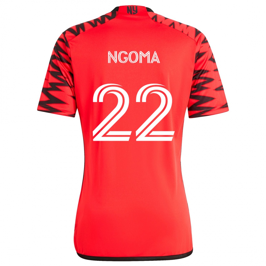 Kinderen Serge Ngoma #22 Rood Zwart Wit Uitshirt Uittenue 2024/25 T-Shirt België